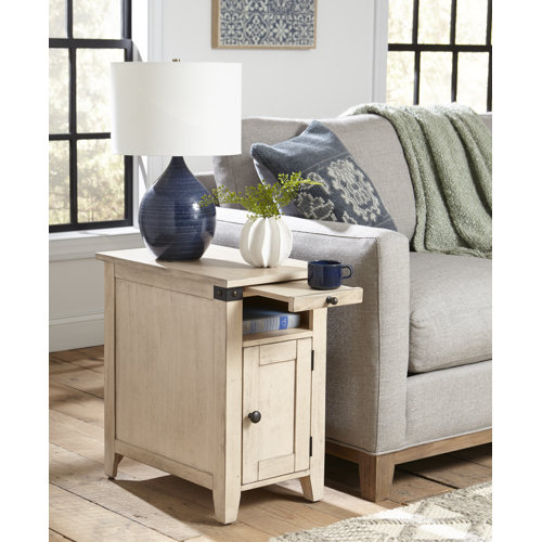 Gracie Oaks Ashworth Tray Top End Table with Storage and BuiltIn